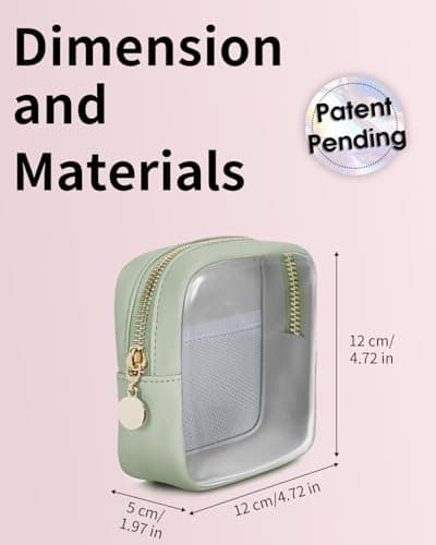 Clear Makeup Bag for Handbag, Mini Make Up Bag for Purse, Small Makeup Pouch for Women, Small Cosmetic Bag with Slip-in Pockets Eco Vegan Leather, Green (Patent Pending) — view 3