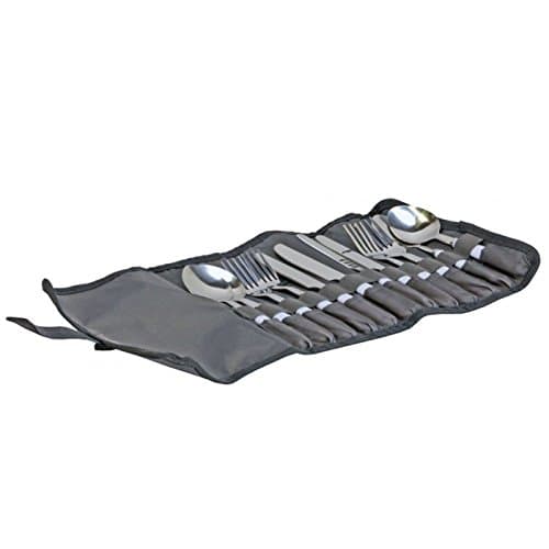 Vango Family Cutlery Set – 12-Piece Stainless Steel Camping Utensil Set with Storage Pouch – Durable, Lightweight & Organised Tableware for Family Camping, Picnics & Outdoor Adventures