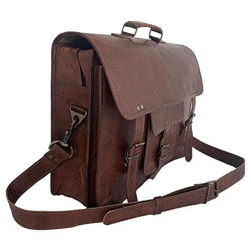 16 Inch Leather Briefcase for Men & Women, Laptop Messenger Computer Bag — view 4