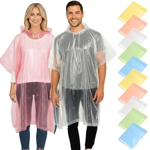 REDSTAR Coloured Disposable Rain Ponchos for Adults - Assorted Disposable Rain Poncho Adult Waterproof Pac a Mac Women and Men - Emergency Lightweight Pac a Mac for Travel and Festival Accessories