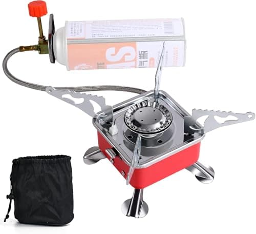Camping Stove, Backpacking Stove, Foldable, Portable, Lightweight, Piezo Ignition, Single Burner Adjustable, Premium Mini Powerful and Stable Camp Stove for Hiking Picnic (Mini Stove + 4 Gas) — view 2