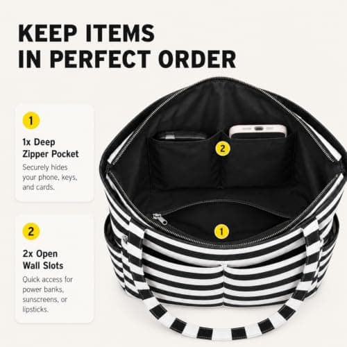 Beach Bags for Women Extra Large, Tote Bag with Zip and Medium Pockets — view 6