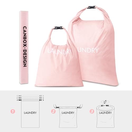 CANBOX 2 Pack Travel Laundry Bag, Nylon Washing Bags for Laundry, Pink — view 6