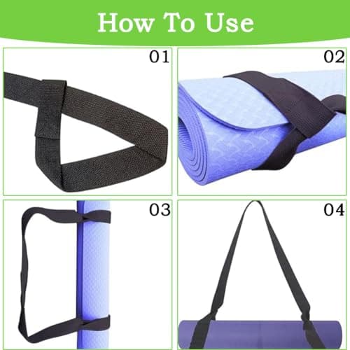 Yoga Mat Strap for Carrying, with Adjustable Loop for all Mat Sizes, Black — view 3