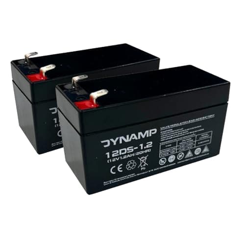 Dynamp 12V AGM Mobility Battery, 1.2Ah, Pack of 2, Maintenance-Free VRLA, F1 4.8mm Terminals, Model 12DS-1.2