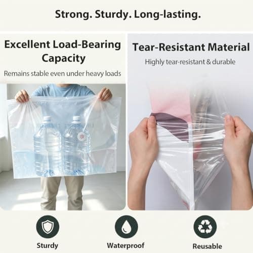 4 Pack No Pump Vacuum Storage Bags, 2 Large 80x100cm & 2 Medium 50x70cm Extra Thick Reusable Compression Space Saver Bags for Clothes Duvets Bedding Travel Wardrobe Storage — view 5