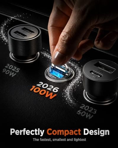 100w Car Charger Adapter,2-Port PD/QC Fast Charging Cigarette Lighter 12V USB Socket,Dual 100W USB-C/A Car Phone Charger for Phone 17/16/15/14, S26/S25/S24/S23,Tablets — view 6