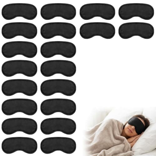 20 Pack Eye Mask for Sleeping, Blindfold Eye Shade Cover, Light-Blackout Breathable Sleep Masks, Soft Comfortable Blindfolds for Games Travel, On The Plane, Lunch Break and Camping Usage Black