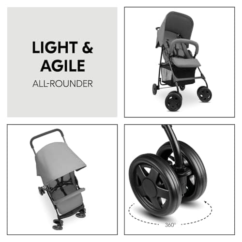 hauck Sport, Grey - Super Lightweight Travel Pushchair with Raincover (only 5.9 kg) Compact & Foldable, Fully Reclining, XL Storage Basket, from Birth up to 15 kg — view 3