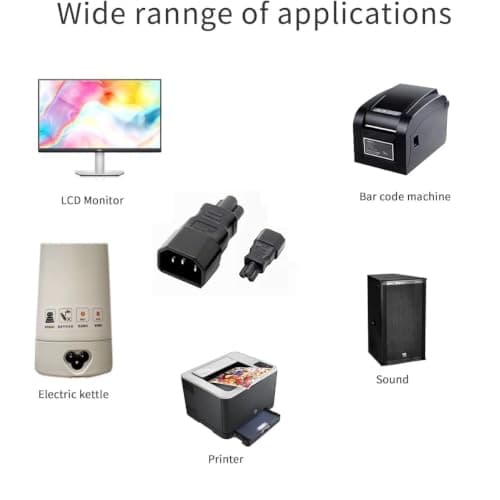 Aofan IEC 320 C14 to C5 Power Adapter Converter, 3-Pin 250V 2.5A AC for Laptop/Printer/Monitor (2-Pack, Black) — view 6