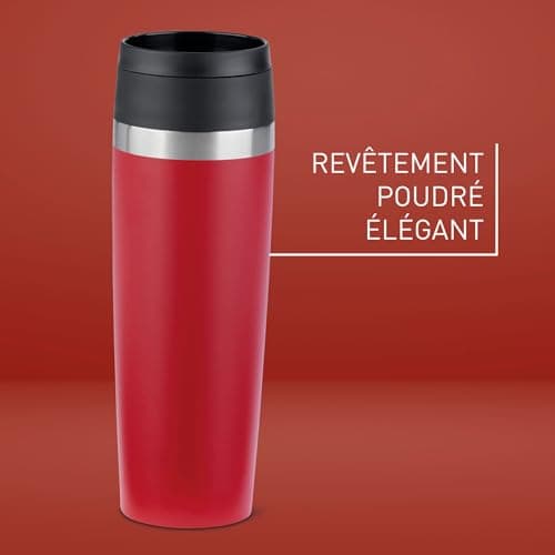 Emsa Travel Mug Insulated Mug 500 ml, 6 Hours Hot + 12 Hours Cold, 100% Leak-Proof, Easy Open and Close, Coffee Mug, Powder Coating, Dark Red, N2023750 — view 6