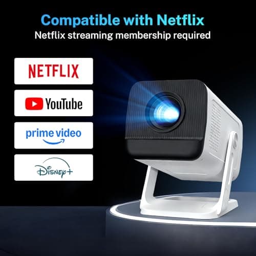 [Officially Licensed App] WEMI Smart Mini Projector for Bedroom, WiFi 6 & Bluetooth 5.4, Native 720P Supported 4K 1080P, Portable Outdoor Wireless LED Video TV Home Cinema Movie for Phone & Ceiling — view 3