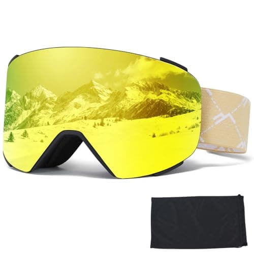 VCOROS Ski Goggles OTG,YH693C Snow Goggles Adjustable for Men Women Anti-Fog Anti-Glare UV400 Protection Helmet Compatible for Skiing Cycling Snowboarding (07-REVO Gold/Black)