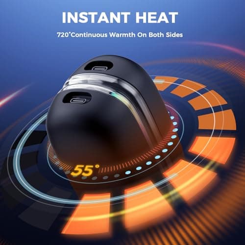 Magnetic Hand Warmers Rechargeable 2 Pack, Electric Hand Warmer Reusable with RGB Lights, 4 Heating Levels & Digital Display,Portable Pocket Handwarmers Heater Gifts for Men Women Golf Skiing Gaming — view 4