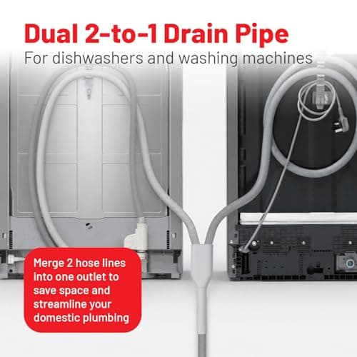Reliapart 2-to-1 Drain Outlet Hose Connector for Dishwashers and Washing Machines Compatible for Universal Fit Durable Plastic Y Splitter Adaptor 32mm/40mm Tails 484000008439 Waste Pipe Joiner — view 3