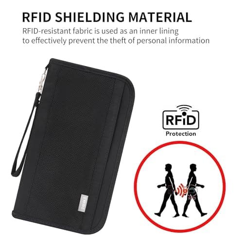 RFID Blocking Passport Holder Family Travel Holiday Wallet Accessories Document Organiser for Tickets Cash Passport ID Card Credit Cards Pen Waterproof Cover Travel Essentials Case for Women Men — view 5