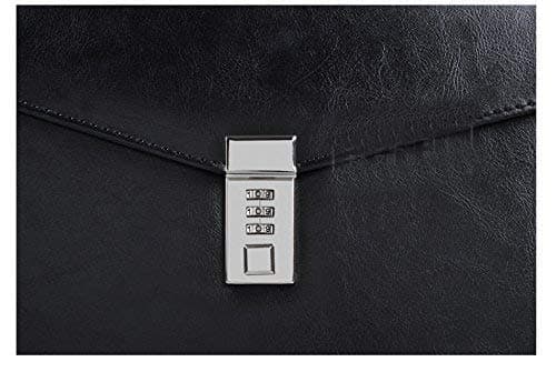 A4 Black PU Leather Men Briefcase Lockable with Password,Document Bag Case,File Folder Conference Meeting Files Storage Bag Business Handbag — view 6