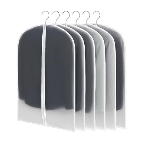 CNMTCCO Clothes Covers Protector Bags 6Pcs With Zip PEVA Translucent Garment Covers Set (60 X 100 Cm) For Suits, Dresses, Jackets, Shirts, And Evening Gowns – Storage And Protection