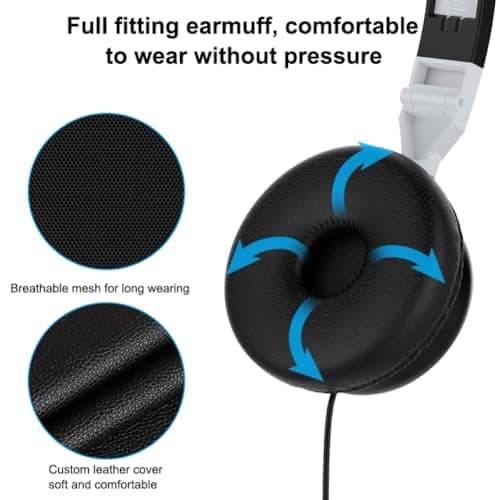Lightweight Wired Foldable Headphones, On-Ear Headphones, Over Ear Head Phone with Cable — (Foldable, Aux Jack 3.5mm) Black — view 2