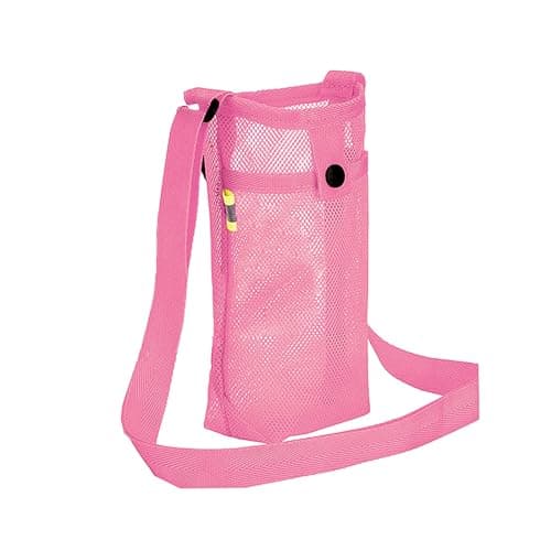 FUZVOL Water Bottle Carrier Water Bottle Holder with Adjustable Shoulder Hand Strap Portable Durable Water Bottle Bag for Adults Kids Walking Hiking Camping Travelling Exercise Pink