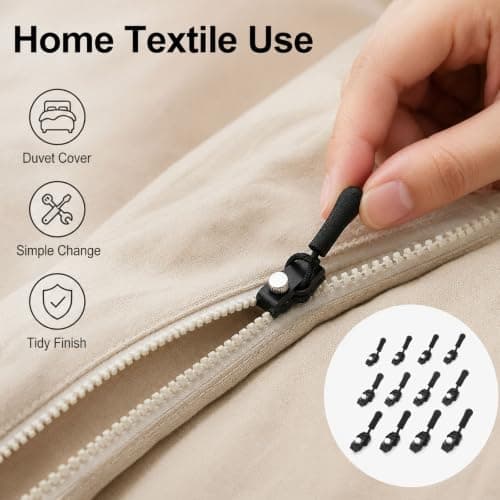 12 Pcs Universal Zip Repair Kit 3 Sizes Zipper Puller Replacement Detachable Pulls Zip Heads Removable Zipper Repairer for Backpacks Coats Jeans Luggage Suitcases No Sewing Required Black — view 6