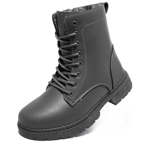 Topwolve Women's Boots Waterproof Ankle Booties Ladies Walking Boots Outdoor Side Zipper Warm Lined Snow Booties,Grey(with Lined),3 UK