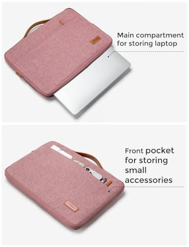 DOMISO Laptop Case Sleeve Protective Cover Compatible with MacBook Air 13 M4 M3 M2,MacBook Pro M2 M1,iPad Air/Pro,13 inch Dell,Lenovo, HP,Asus,Waterproof Computer Cases Bag with Handle,Pink — view 4
