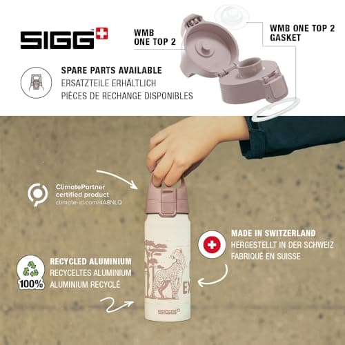 Sigg - Aluminium Water Bottle for Children - WMB One Brave Safari - Suitable for Carbonated Drinks - Leak-Proof - Light as a Feather - BPA-Free - Sports & School - White — view 4