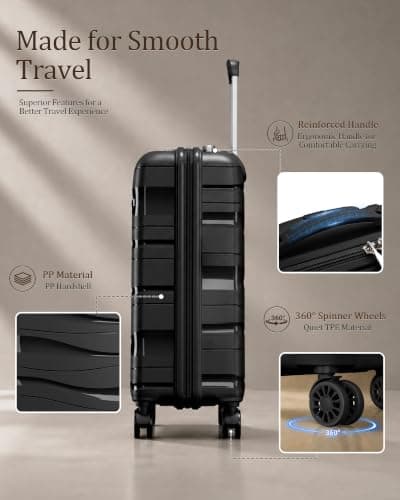 Kono Medium Suitcase 24 Inch, Durable Checked Luggage for Holiday Travel — view 6