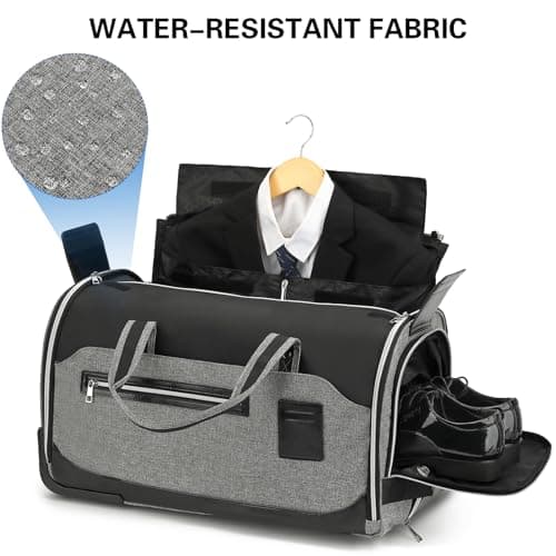 TONRUYN Rolling Garment Bag for Travel Suit Bag with Wheels Handle 55L Carry on Garment Duffle with Shoe Compartment for Men Women 3 in 1 Trolley Convertible Suit Carrier for Business Wedding, Grey — view 6