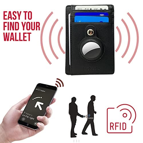 MOIRENTO AirTag Wallet - RFID Blocking Full Grain Leather for Men & Women - 5 Card Slots, Banknote Holder, Secure Unisex Adults - Black Leather Minimalist Design — view 2