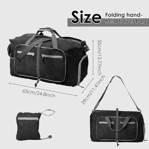 PATNFR Travel Duffle Bag 65L Holdall Bags Foldable Lightweight Holdall Bag for Men 63x29x35 CM Multi Pocket Duffle Bags Nylon Sports Equipment Organizer for Traveling The Gym(Black) — view 2