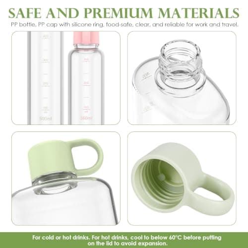 Sesaver 2Pcs Flat Water Bottle Set with Handle(Pink + Green) — view 3