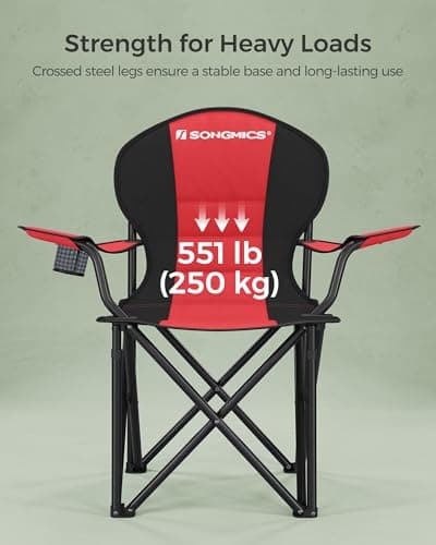SONGMICS Folding Camping Chair, Sponge Seat, Cup Holder, 250 kg Capacity — view 5