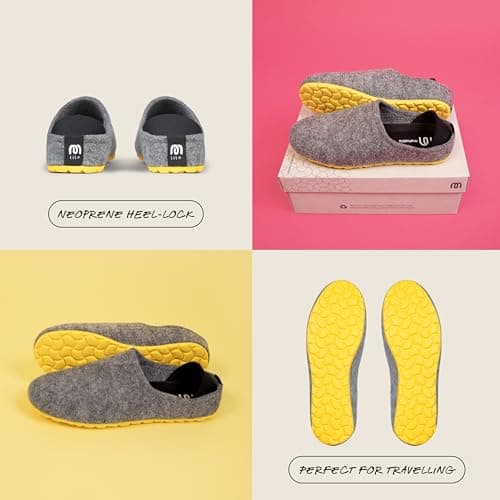 mahabis | Unisex Slippers | Lite Collection | Vegan | Ultra Lightweight | EVA Sole | Bold Colourful Design | Lining Free | Ash & Lemon | Size 8.5-9 — view 5
