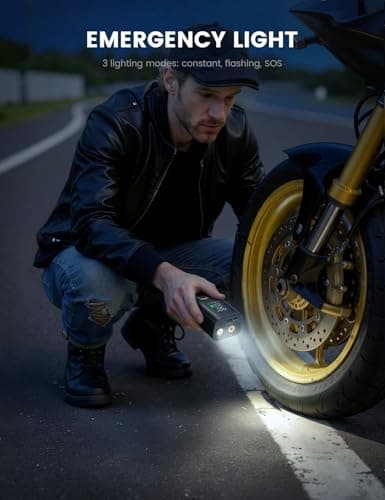 Lamicall Tyre Inflator Cordless Compressor - [6000mAh High-Capacity Battery] 150PSI Electric Air Pump with Digital Pressure Gauge & Auto Shutoff, Portable Pump with LED Light for Car Bike Motorcycle — view 6