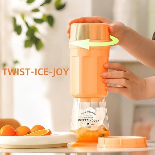 Twist-Ice-Joy Reusable Ice Maker Kit with 3 Stackable Lidded Trays & Dust Cover - One-Twist Release Technology, Universal 2.1" Cup Adapter for Most Cups, Odor-Proof Freezer Storage(Orange) — view 2