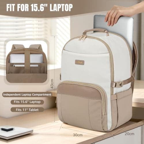 ETRONIK 15.6 Inch Laptop Backpack Women, Water-resistant Laptop Work Bag — view 2