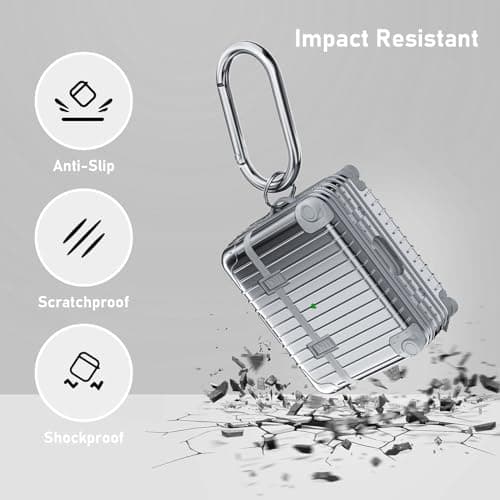VISOOM Compatible With Airpods 3 Case, Cute Suitcase Design TPU Anti-Scratch Shell Shockproof Hard Protective Case for Airpods 3rd Gen with Keychain[Support Wireless Charging], Silver — view 3