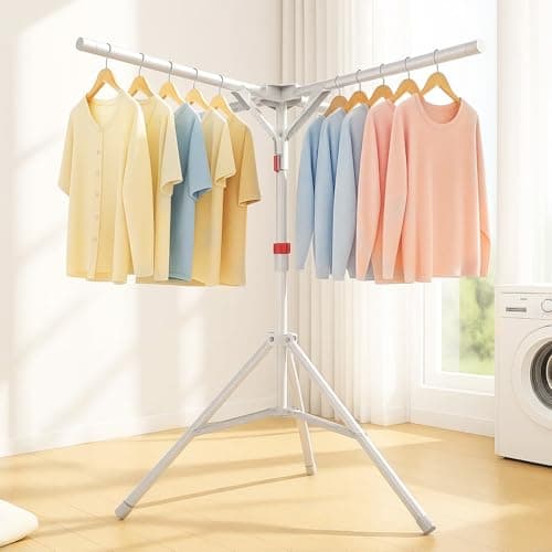 ANYVOYAGE Foldable Metal Clothes Drying Rack, Tripod Stand, Space-Saving for Indoor/Outdoor, Camping and Travel (grey)