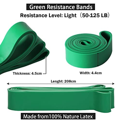 Pull Up Bands & Resistance Bands - Rubber Heavy Duty Loop Band for Men & Women Fitness - Muscle Strength Training - Assist Pull Ups & Gym Exercise (Green : 50-125bls) — view 3