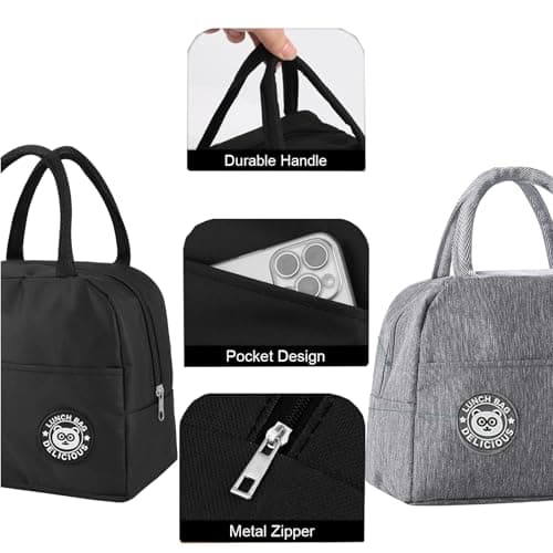 OYUUJII 2 Pcs Foldable Insulated Lunch Bag with Insulated Aluminum Foil — view 3