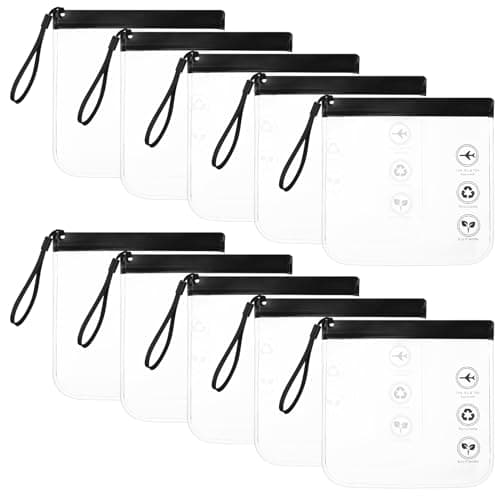 10 Pcs TSA Approved Clear Airport Liquid Bags, Travel Toiletry Pouches