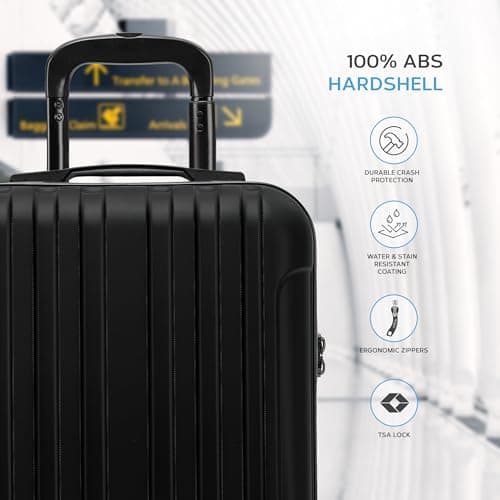 Flight Knight Premium Hard Shell Lightweight Cabin Suitcase - 8 Spinner Wheels - Built-in TSA Lock & USB Port - Luggage Approved for Over 100 Airlines Including easyJet, Ryanair & Jet2-55x35x20cm — view 5
