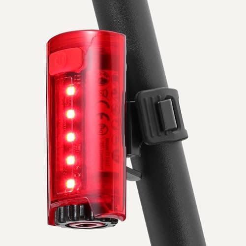 Amazon Basics LED Bike Light Set with 100 Lumen Headlight and 10 Lumen Taillight - 3 Mode Waterproof Bicycle Lights with Mounts - Batteries Included - Black and Red — view 4