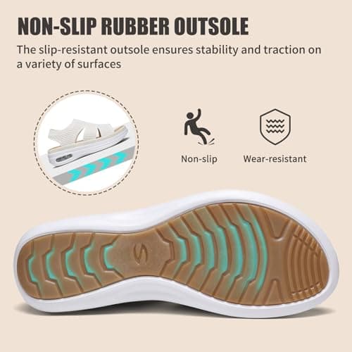 Hanani Women Walking Sandals Air Cushion Support Platform Elastic Ankle Strap Sport Slingback Ladies Open Toe Ourdoor Summer Shoes Comfortable Casual Wedge Sandals Washable Slide Sport Girls — view 6