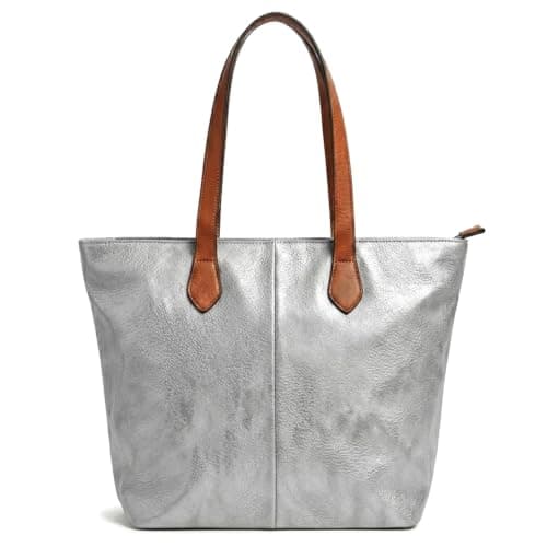 AOSSTA Tote Bags For Women Lightweight Shoulder Bag Handbag (Silver)