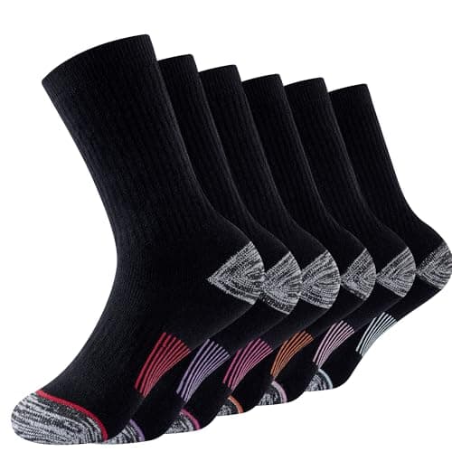 The Essentials Wardrobe 6PK Ladies Thermal/Outdoor Socks - UK 4-8/EU 37-41 - Black