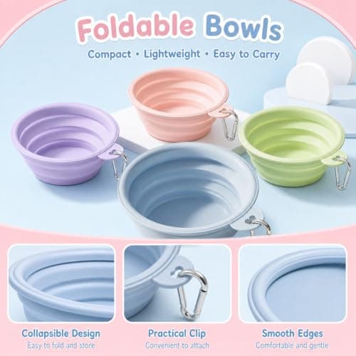 4PCS Collapsible Dog Bowl, Collapsible Dog Water Bowl, Portable Dog Bowl for Use — view 3