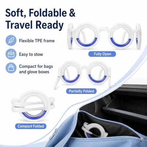 Motion Sickness Glasses, Liquid Ring Lens, Foldable Travel Design, Blue — view 4